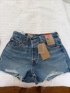 Levi's 501 Cutoff Distressed Denim Shorts in Blue